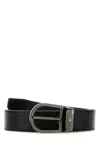 Montblanc Leather Belt With Adjustable Length And Textured Design In 000