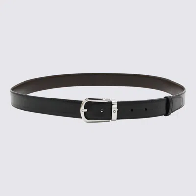 Montblanc Adjustable Belts With Silver Buckle Smooth Finish In Black