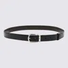 Montblanc Adjustable Belts With Silver Buckle Smooth Finish In Black