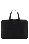 Montblanc Black Leather Briefcase In Black