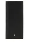 Montblanc Textured Leather Card Holder In Rectangular Shape In Black