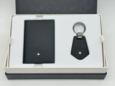 Pre-owned Montblanc Black Leather Card Holder Wallet & Key Set 100% Genuine $475