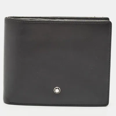 Pre-owned Montblanc Black Leather Meisterstuck 12cc Bifold Wallet