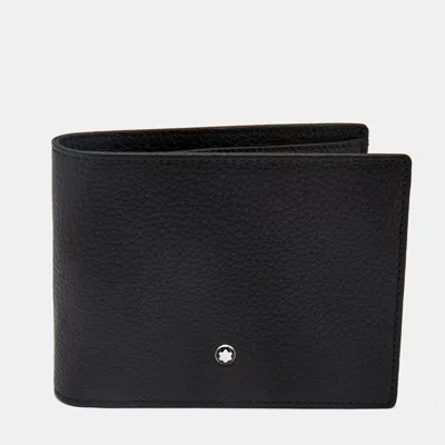 Pre-owned Montblanc Black Leather Meisterstuck 6cc Wallet With Removable Card Holder