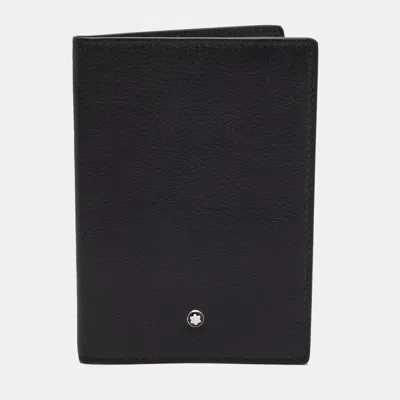 Pre-owned Montblanc Black Leather Meisterstuck Bifold Passport Holder
