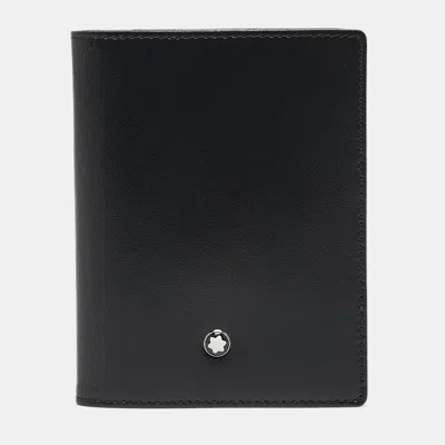Pre-owned Montblanc Black Leather Meisterstuck Business Card Holder
