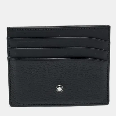 Pre-owned Montblanc Black Leather Meisterstuck Card Holder