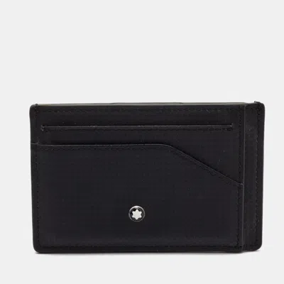 Pre-owned Montblanc Black Leather Meisterstuck Card Holder