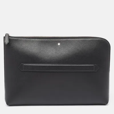 Pre-owned Montblanc Black Leather Meisterstuck Zip Pouch