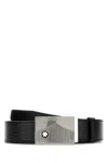 Montblanc Logo Buckled Reversible Belt In Black