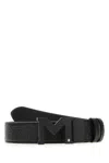 Montblanc Reversible Leather Belt Adjustable Length Embossed Pattern In Black