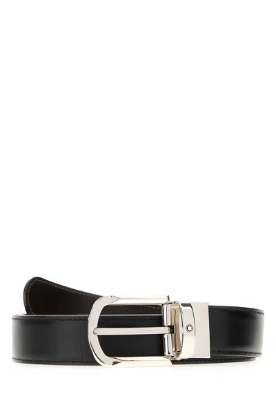 Montblanc Black Leather Reversible Belt