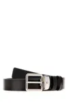 Montblanc Adjustable Reversible Leather Belt With Metal Buckle In Black