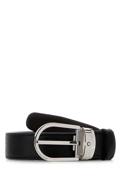 Montblanc Black Leather Reversible Belt
