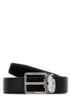 Montblanc Leather Reversible Belt Adjustable Length In Black