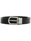 Montblanc Black Leather Reversible Belt In Black