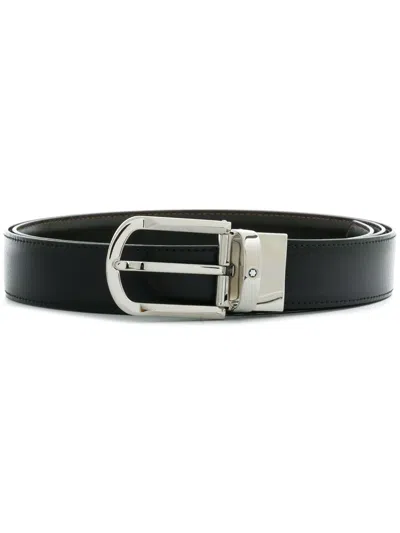 Montblanc Black Leather Reversible Belt