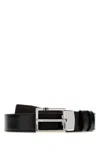 Montblanc Black Leather Reversible Belt In Black