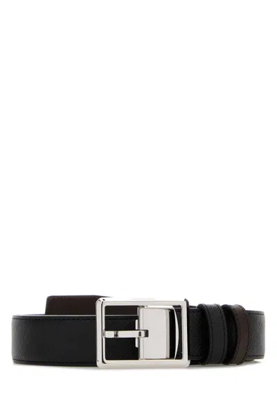 Montblanc Black Leather Reversible Belt