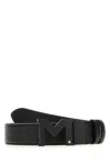 Montblanc Reversible Leather Belt Adjustable Length Embossed Pattern In Black