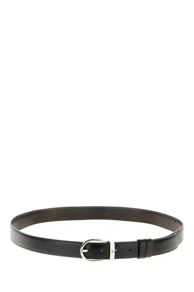 Montblanc Black Leather Reversible Belt In Blackbrown
