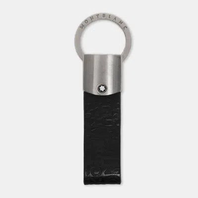 Pre-owned Montblanc Black Logo Embossed Leather Key Chain