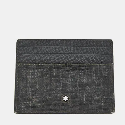 Pre-owned Montblanc Black M Gram Print Coated Canvas And Leather Card Holder