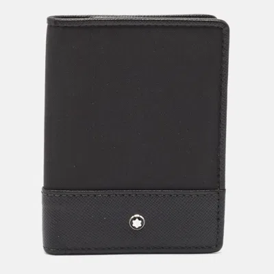 Pre-owned Montblanc Black Nylon And Leather Nightflight Business Card Holder