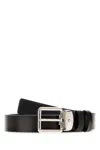 Montblanc Adjustable Reversible Leather Belt With Metal Buckle In Black