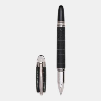 Pre-owned Montblanc Black Starwalker Rubber Resin Silver Tone Ballpoint Pen