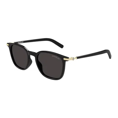Montblanc Black-gold-grey Injected Sunglasses In Metallic