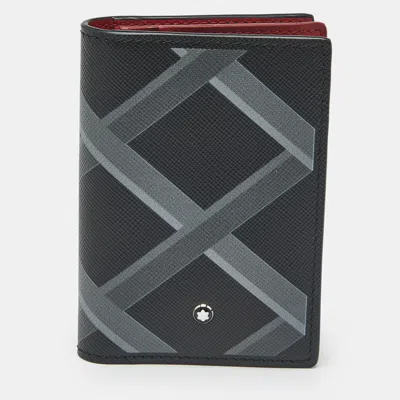 Pre-owned Montblanc Black/grey Printed Leather Business Card Holder
