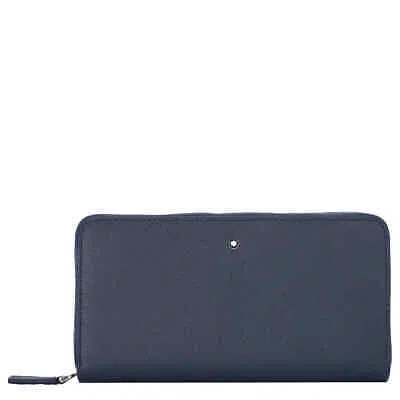 Pre-owned Montblanc Blue Leather 12cc Sartorial Zip-around Wallet 128589
