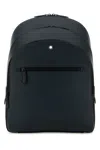Montblanc Blue Leather Medium Backpack In Blue