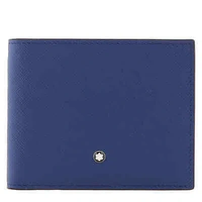 Pre-owned Montblanc Blue Leather Sartorial 6cc Wallet 130812