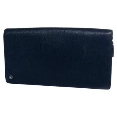 Pre-owned Montblanc , Blue Leather Zip Around Wallet
