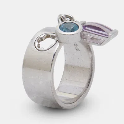 Pre-owned Montblanc Boheme Amethyst Blue Topaz Sterling Silver Ring Size 53