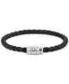 Montblanc Stainless Steel And Leather Ring Bracelet In Black