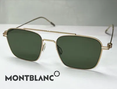 Pre-owned Montblanc Brand  Mb0050s 003 Gold Matte Metal 54-145 Green Lens Italy