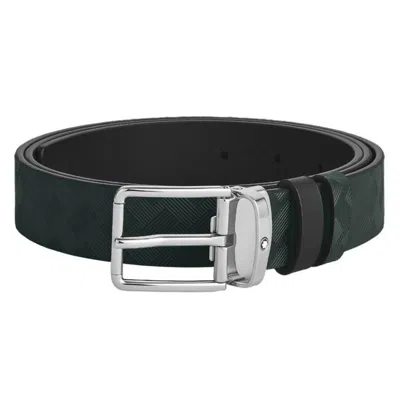 Montblanc British Green And Black 30mm Reversible Leather Belt