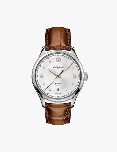 Montblanc Brown 128672 Heritage Stainless-steel And Leather Automatic Watch