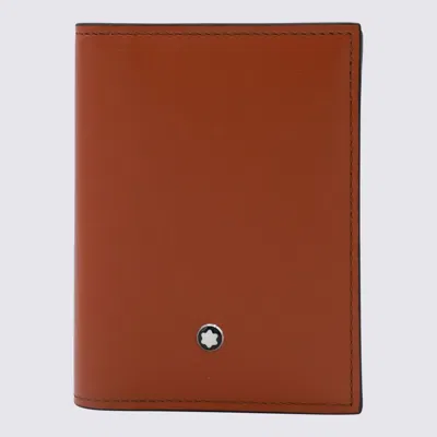 Montblanc Brown Leather Card Holder In Rust