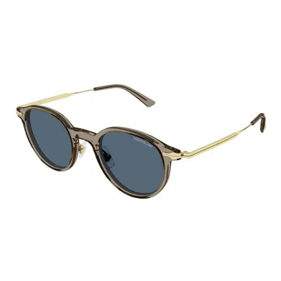 Montblanc Brown Metal Sunglasses In Gray