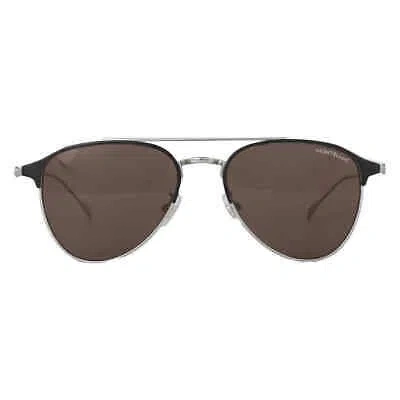 Pre-owned Montblanc Brown Square Men's Sunglasses Mb0190s 003 55 Mb0190s 003 55