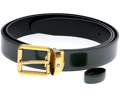 Pre-owned Montblanc Brushed Green 30mm Leather Belt 129454