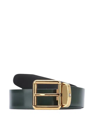 Montblanc Buckled Leather Belt In Black