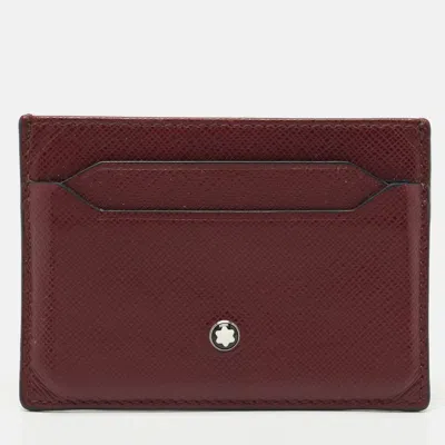 Pre-owned Montblanc Burgundy Leather Meisterstuck Card Holder