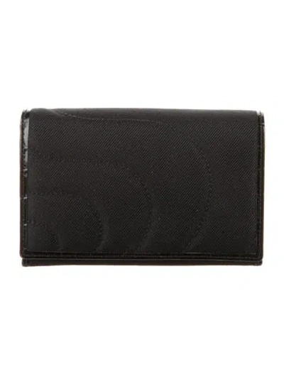 Pre-owned Montblanc Canvas Printed Card Holder In Black
