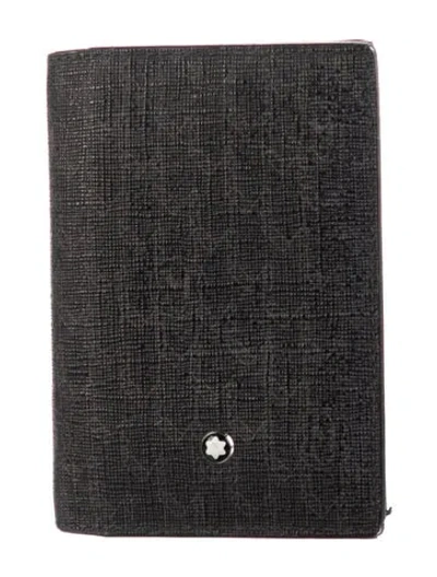 Pre-owned Montblanc Canvas Printed Card Holder In Black