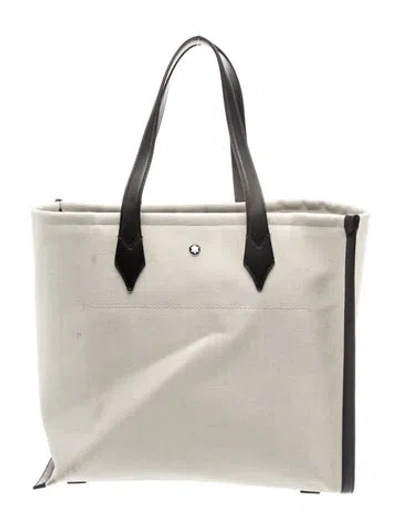 Pre-owned Montblanc Canvas Tote In Neutral